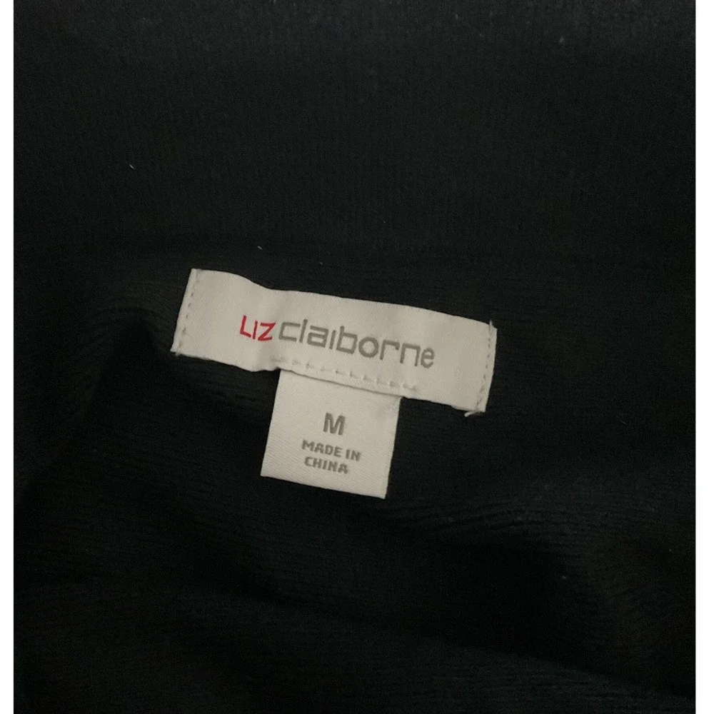 Liz Claiborne Black Knit A-Line Skirt Elastic Waist Viscose Blend